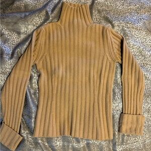 Cashmere thick rib fitted sweater with cuff